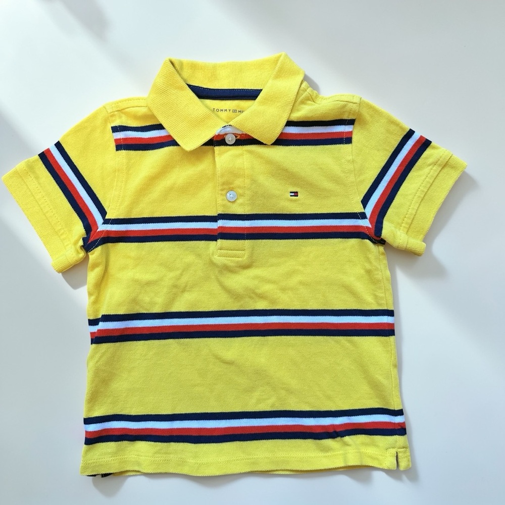 3/$15 Tommy Hilfiger Polo Shirt 3T Toddler Yellow 100% Cotton Kids Short Sleeve